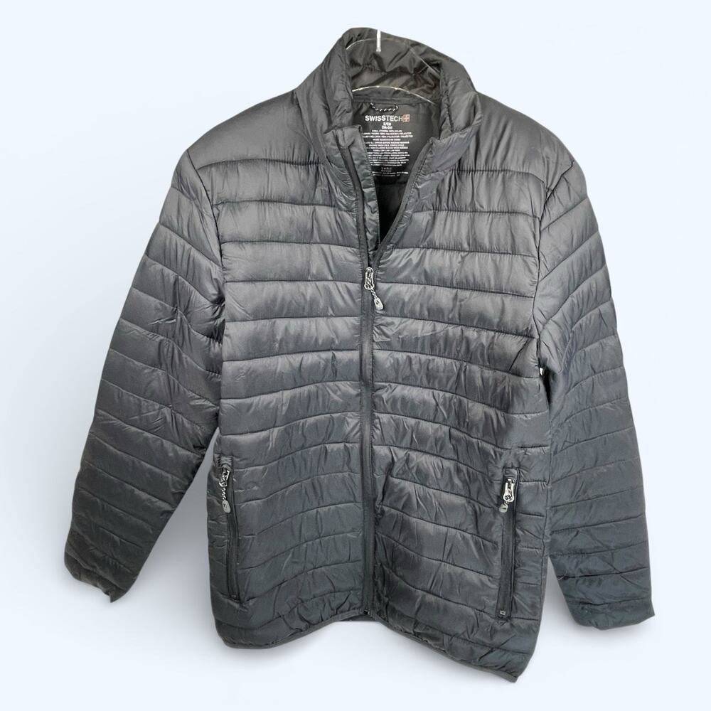 Swiss Tech Men's Packable Puffer Jacket Size Small Black